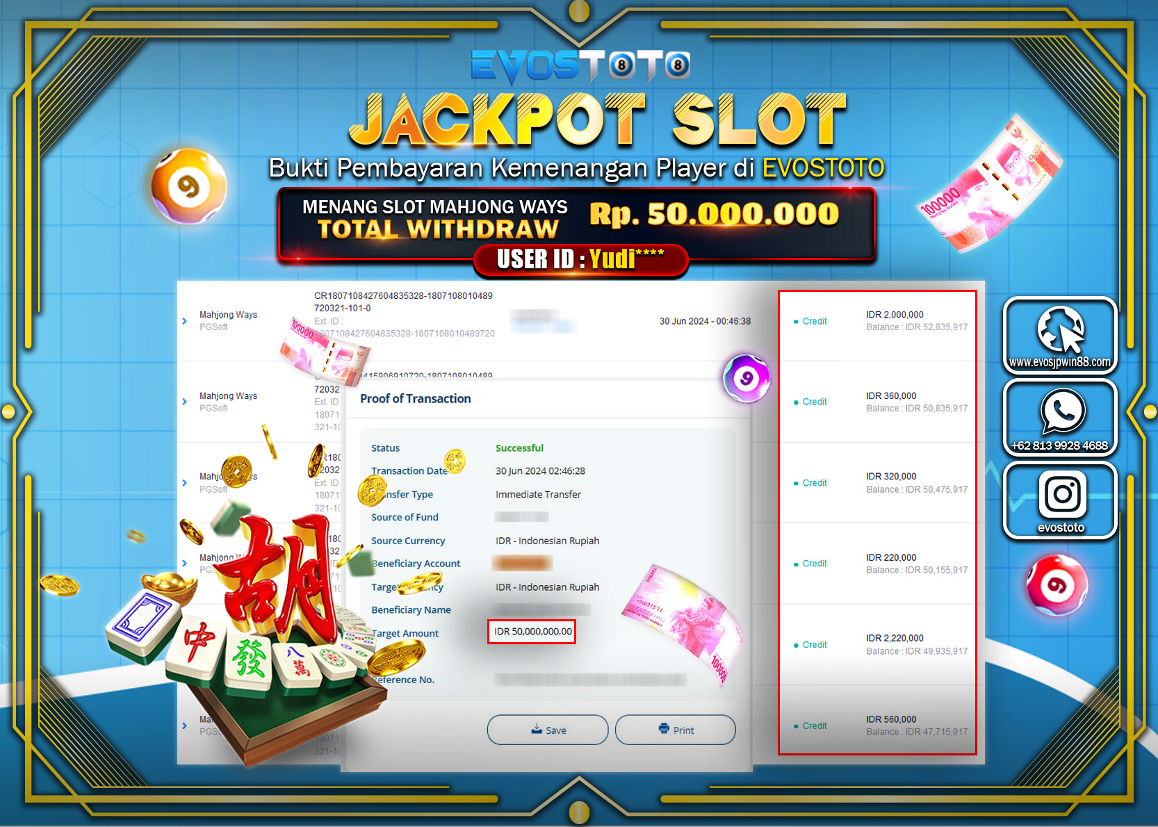PEMBAYARAN JACKPOT SLOT MAHJONG WAYS 50.000.000 DI BAYAR LANGSUNG !