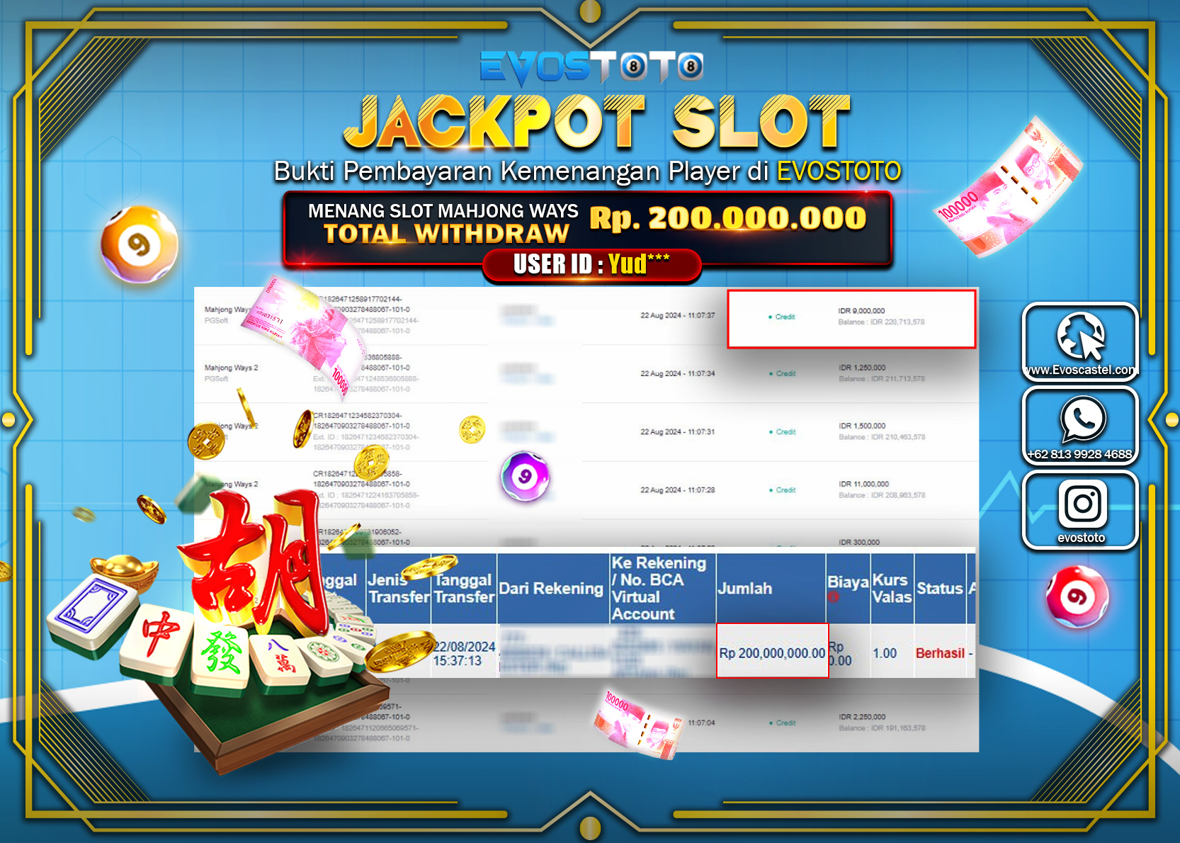 PEMBAYARAN JACKPOT SLOT MAHJONG WAYS 2 200.000.000 DI BAYAR LANGSUNG !