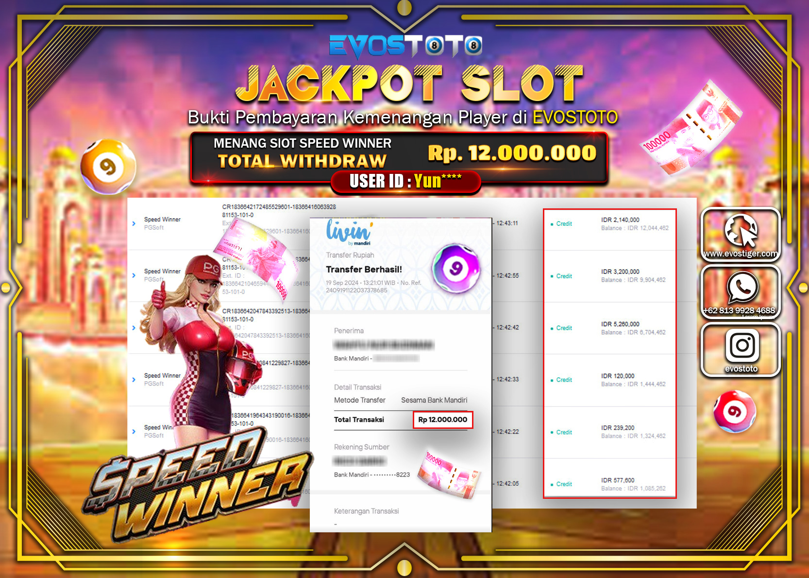 PEMBAYARAN JACKPOT SLOT SPEED WINNER 12.000.000 DI BAYAR LANGSUNG !